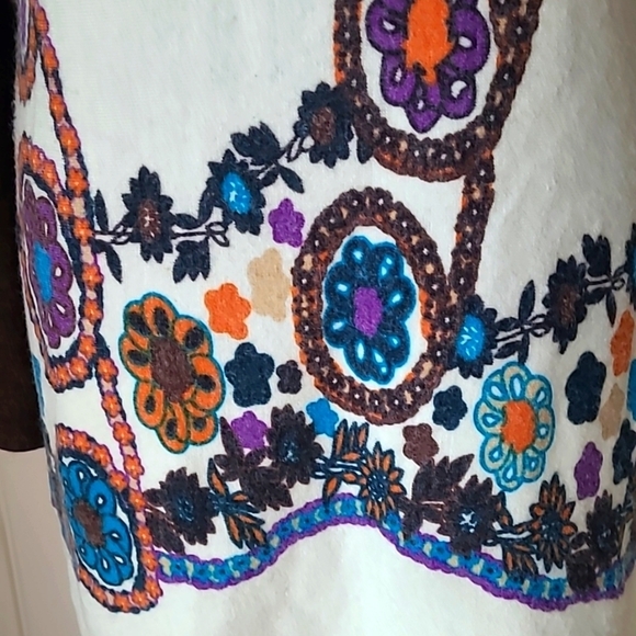 Aryeh Cream Brown Floral Cowl Tunic Sweater Dress size XL - Picture 2 of 6